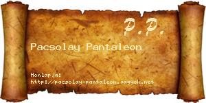 Pacsolay Pantaleon névjegykártya
